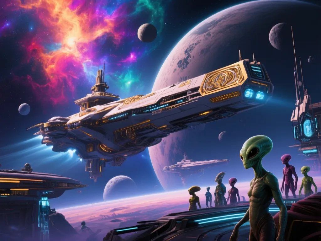 Futuristic scene in space